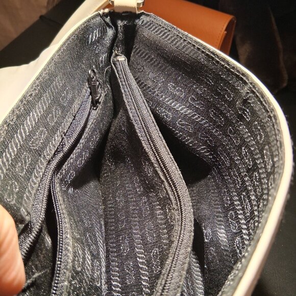 Cream Faux Leather Shoulder Bag – Curved Stitch Front - Back Zip Pocket - Picture 3 of 6